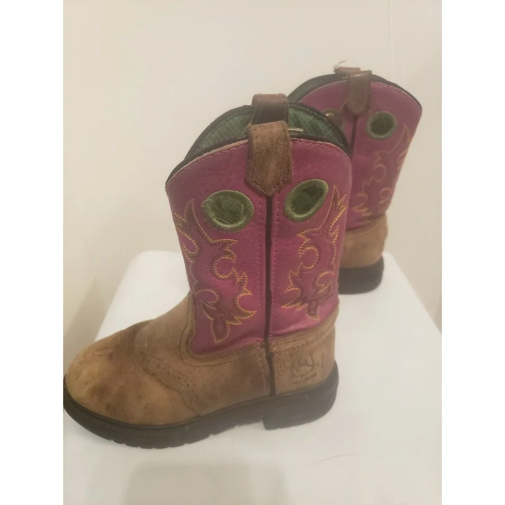 John Deere Childrens Girls Brown Camo Pink Stitching Pull On Boots Sz 2 western‎